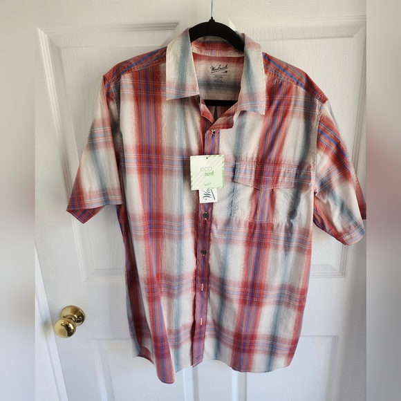 Woolrich Mens ECORICH Plaid SS Cotton Blend L - Picture 1 of 7